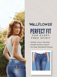 Women's Slim Fit Flared Jeans, Fashionable Flared Jeans With Embroidered Back Pockets, Elegant For Dating, Commuting, Casual Outing