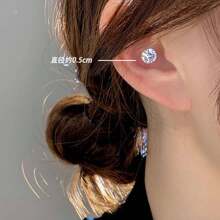 1 件免穿孔磁性耳钉，锆石夹式耳环，男女皆宜，适合派对、舞蹈、婚礼的时尚珠宝 - 銀色 - 查看 13