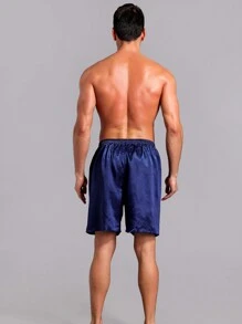 2-Piece Men's Casual Loose Thin Ice Silk Comfortable Shorts Summer, Men's Home Pajamas Ideal For Lounging, Sleeping, Casual Home Wear, And Everyday Relaxation.  Enjoy Premium Sleepwear, Comfortable Pajama Bottoms, And Effortlessly Stylish Lounge Shorts. - xanh + đỏ - Xem 6