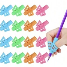 1/2 stuks siliconen schrijfgerei met dubbele vingergreep voor leren en schrijven, leermiddelen voor kinderen, cadeau voor kinderen, corrector voor schrijfhouding, kleurrijke zachte siliconen pengreep, penhouder voor basisschoolleerlingen, hulpmiddel voor schrijfcorrectie