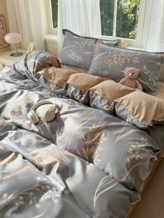 3 件套格子图案印花羽绒被套，不含填充物，1 个羽绒被套 2 个枕套，适合所有季节卧室床上用品