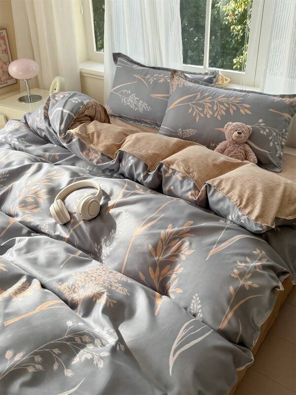 Juego de edredón con estampado de cuadros de 3 piezas, sin relleno, 1 edredón y 2 fundas de almohada, adecuado para la ropa de cama del dormitorio en todas las estaciones