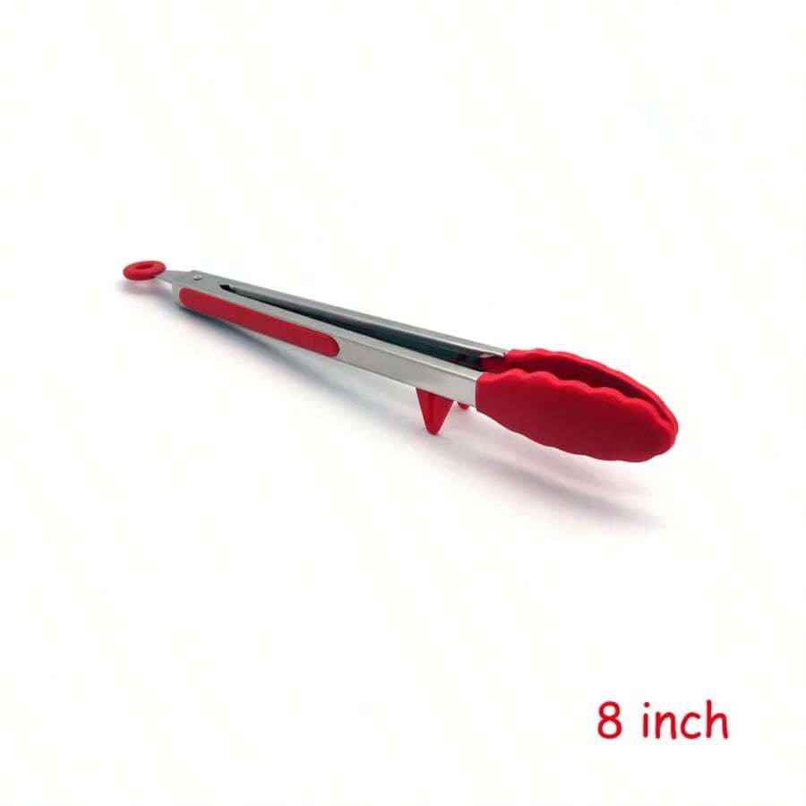 Pinze Da Cucina Pinze Per Barbecue In Acciaio Inossidabile Resistenti Al Calore Con Punte In Silicone E Design Del Supporto Per Insalata KC0254 - Red - View 1