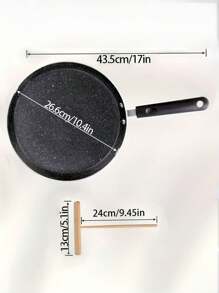 1 Set (1pc Skillet +1pc Applicator) Flat Skillet, Crepe Pan, Tortilla Pan, Flat Skillet, Omelet And Kitchen Induction Cooker Pan, Pancake Pan Round Skillet With Cooling Handle, This Crepe Pan Can Be Used On Gas, Induction Cooker, Electric Stove, Electric Ceramic Stove And Other Stoves
