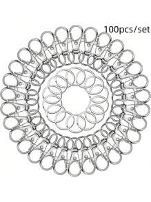 100pcs/Set DIY Accessories Keychain Swivel Carabiner Lobster Clasp Keyring Decoration Pet Leash Clasp Bag Parts Set