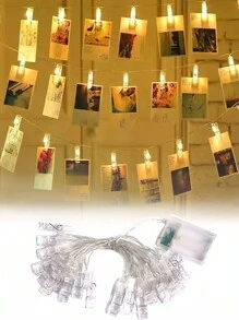 1set Photo Clip String Lights, LED Fairy Lights Clamp String, Suspend Photos, Battery Powered, For Bedroom, Wedding, Holiday, Party Decor, Gift Garden Lights Garden Decor Wedding Decor Room Decor Gifts Birthday Graduation