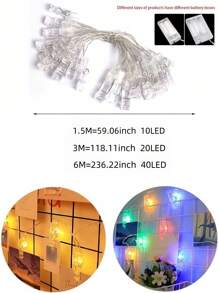 1set Photo Clip String Lights, LED Fairy Lights Clamp String, Suspend Photos, Battery Powered, For Bedroom, Wedding, Holiday, Party Decor, Gift Garden Lights Garden Decor Wedding Decor Room Decor Gifts Birthday Graduation