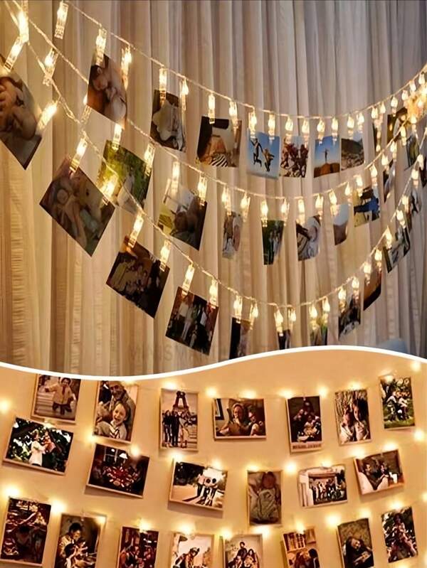 1set Photo Clip String Lights, LED Fairy Lights Clamp String, Suspend Photos, Battery Powered, For Bedroom, Wedding, Holiday, Party Decor, Gift Garden Lights Garden Decor Wedding Decor Room Decor Gifts Birthday Graduation