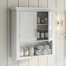 Somerset Two-Door Bathroom And Laundry Wall Mount Storage Medicine Cabinet With Open And Adjustable Shelf - White - White - View 1