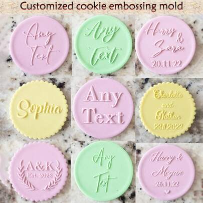 Anpassa text med 2 kakor, tårtdekorationer, Halloween och jul, gör-det-själv-utstickare, sockertårtmallar, bröllopslera, fondantpräglingsmaskin, namntårtform, handgjord kak-/kexpräglingsstämpel