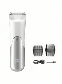 男女通用电动体毛修剪器，电动剃须刀，电动私处毛发修剪器，陶瓷刀片男士卫生剃须修剪器，全身护理 - 白色 - 查看 13