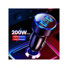 200W Dual USB Car Charger With Lighter, Digital Display Fast Charging Adapter Compatible With IPhone - Multicolor - View 1