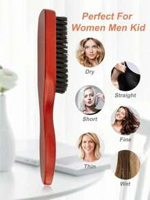1/2pcs Soft Bristle Hair Brush,Brush For Men And Barbers, Medium And Firm Bristles For Thick Coarse Hair, Bamboo Shaped Pig Bristle Hair Brush, Men Beard Brush, Curl And Straight Hair Comb, Hair Cleaning Brush, Men's Hair Brush For Smoothing, Slick Back, Fades, Beards, Polish, & Lay Down Hair To Create A Sleek Hairstyle For Women & Men