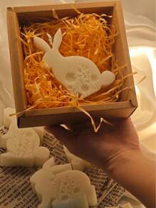 1 pieza Molde de silueta de conejo de Pascua, molde de decoración de vela hecha a mano con diseño de animal, para hacer velas perfumadas, yeso, manualidades de decoración del hogar, decoraciones DIY - Blanco - Ver 5