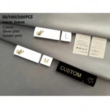 Bộ 50-200 nhãn may quần áo bằng sợi polyester tùy chỉnh, nhãn có thể giặt được, nhãn vải màu trắng có dập nóng, thiết kế dập bạc, cổ áo quần áo nam và nữ, nhãn thủ công thêu tinh xảo, cá nhân hóa cho quần áo, túi xách, váy, áo phông, mũ, khăn quàng cổ, đồng phục học sinh, ga trải giường, mũ, tất, cặp học sinh, v.v. - trắng - Xem 8