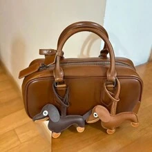 Fashionable Dachshund PU Leather Keychain, Women Bag Charm Keyring Gift - Multicolor - View 6