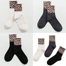 6 Paris Leopard Print Crew Socks Animal Pattern Dress Socks For Women, Lady - Multicolor - View 10