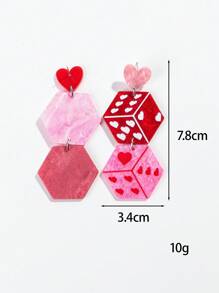 1 Cặp Hoa tai hình xúc xắc hình học 3D Acrylic thời trang, Thiết kế ba chiều nhiều màu sắc, Thích hợp cho phụ nữ đeo trong lễ hội - xúc xắc - Xem 3