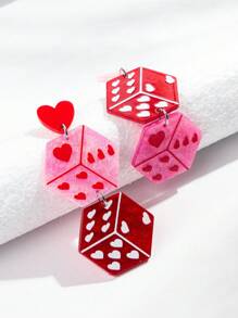 1 Cặp Hoa tai hình xúc xắc hình học 3D Acrylic thời trang, Thiết kế ba chiều nhiều màu sắc, Thích hợp cho phụ nữ đeo trong lễ hội - xúc xắc - Xem 6