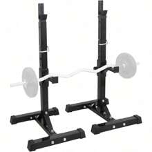 Pair Of Squat Rack, Bench Press Rack Adjustable 40"-66" Solid Steel Barbell Rack 550lb Load, Portable Dumbbell Racks Stands For Home Garage Gym, Weight Lifting Push Up Multi-Function