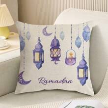 4 pièces Set de housses de coussin avec imprimé croissant de lune et étoile, convient pour le canapé, le salon, la chambre, la voiture, le bureau, fermeture éclair, lavage à la main uniquement