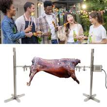 53Inch Portable Camping BBQ Charcoal Rotary Grill, Stainless Steel Outdoor Pig And Lamb Cooker Grill, Charcoal Fire Rotary Grill Barbecue Grill - 銀色 - 查看 3
