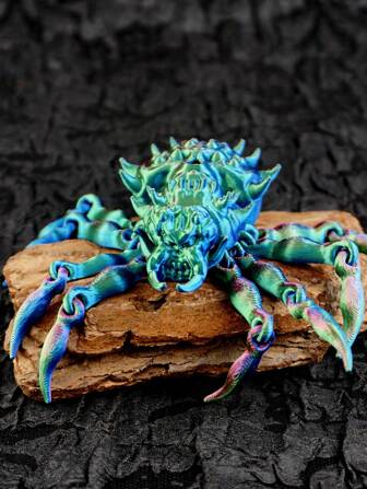 1 件 3D 打印铰接式蜘蛛模型，令人毛骨悚然且新颖的家具装饰，可移动关节动物雕像，PLA 材料，全息渐变蜘蛛雕像