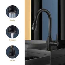 1pc Pull-Down Sprayer Kitchen Faucet Black, 360 Degree Kitchen Sink Mixer Taps Pull Out Spout Spray Single Lever Mono Tap- Included Accessory Kit