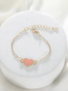 4 件套女孩卡通心形、方形、数字设计手表和 2 条手链，非常适合情人节、圣诞节、学校毕业礼物