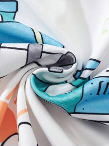 1 件装年轻男孩卡通火车图案圆领短袖 T 恤，休闲户外装，春夏 - 彩色 - 查看 9