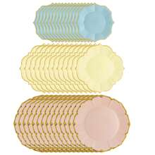 60 个装复活节快乐纸盘 - 春季派对盘、精美一次性盘、兔子盘，非常适合婚礼，请访问 Hioasis 商店（20 份） - Blue Yellow Pink - 查看 8