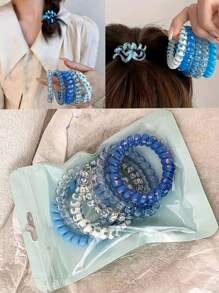 12pcs/6pcs Ladies Elastic Coil Hair Band, Wrinkle-Free Telephone Line Hair Band, Suitable For Thick Hair And Thin Hair Casual Hair Band, Elastic Band-Hair Accessories With Interesting Patterns And Designs, Sweet And Fresh Hair Bands, Durable, Ladies Casual Hair Accessories, Gifts & Photo Props, Spiral Hair Bands, Elastic Coil Hair Bands, Wedding Bride Gifts, Companion Gifts, Bridesmaid Gift Box Decorations, Valentine's Day Party Gifts. Home Bathroom Decor Fall Decor