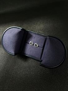 1 对 925 纯银镀铂金精致小银花环和叶子耳钉，闪亮简约时尚个性化镶嵌方晶锆石耳环，适合女性学生日常、派对、节日礼物 - 銀色 - 查看 6