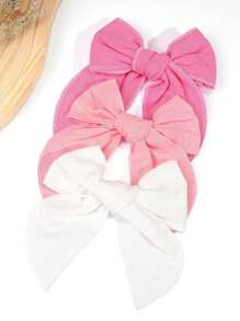 3 件装女孩蝴蝶结鳄鱼发夹小女孩幼儿中性手工发饰 - 彩色 - 查看 1