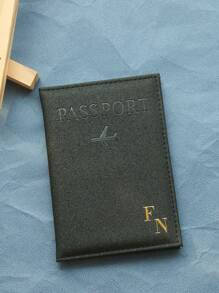 Takeoak 1 pièce Couverture de passeport personnalisée en or avec initiales, porte-passeport monogramme or personnalisé, accessoires de voyage personnalisés, cadeau de voyage fait main minimal pour documents et cartes pour amis et famille