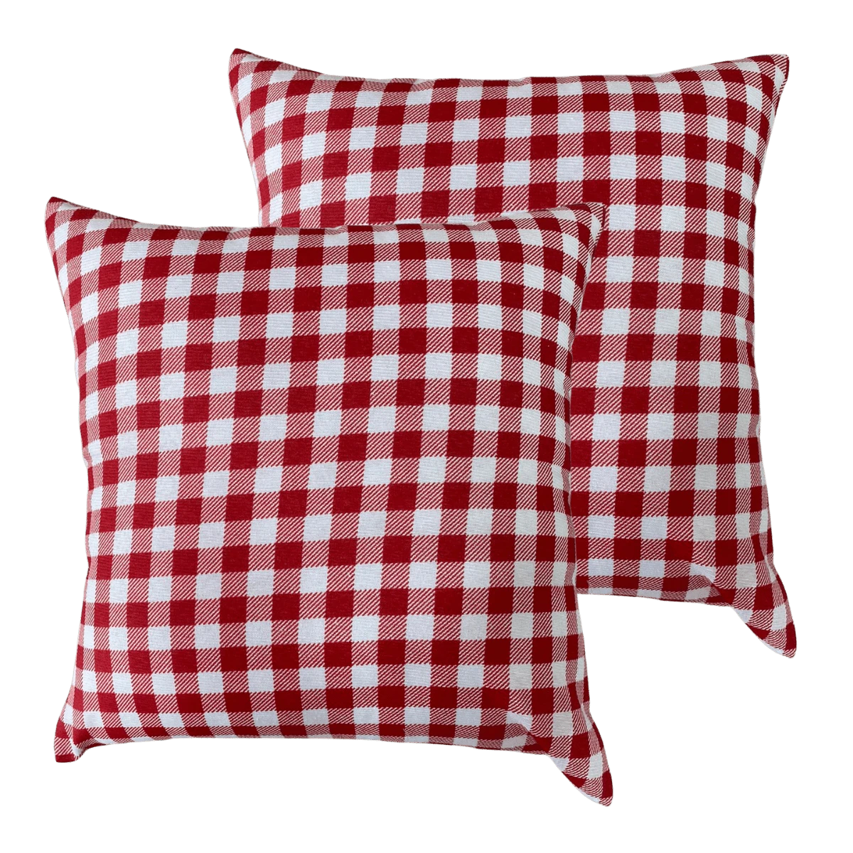 Set Of 2 Zippered Cushion Covers - Red Checkered Print - Chess - View 1