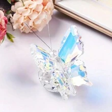 1 Piece Exquisite Multicolor Crystal Butterfly Figurine Colorful Butterfly Figurine With Crystal Ball Base, Small Glass Butterfly Statue Gifts For Women Men, Cute Animal Ornament Collectible For Home Office Decoration Ideal Gift For Christmas, Mother's Day, Father's Day, Valentine's & Weddings Birthday Graduation
