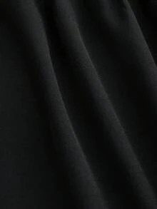 Falda de cintura elástica con volantes y diseño de capa hasta la pantorrilla de unicolor - Negro - Ver 5