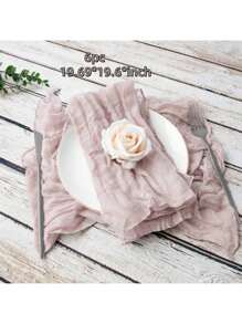 6/12/18/24/30pcs Set Balinese Sheer Coffee Color Napkins, 19.7 X 19.7 Inch Square Romantic Boho Style Transparent Napkins For Gift, Decoration, Vintage Bridal Shower, Birthday Party, Holiday Table Centerpiece (Multi-Color Options)