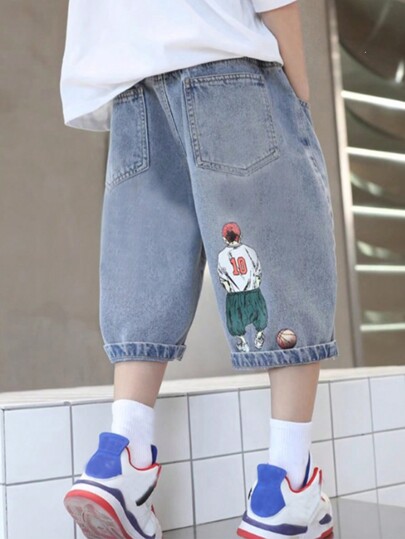 Tween Boy Summer Denim Shorts, 2024 New Arrival