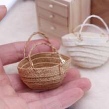 Miniaturowa torba ze skóry symulacyjnej do domku dla lalek, papierowa torba tulipanowa, ręcznie tkana torba, miniaturowa romantyczna dekoracja sceny BJD, doniczkowa roślina, torebka z tkaniny symulacyjnej, kreatywne akcesoria do pamiątek ślubnych