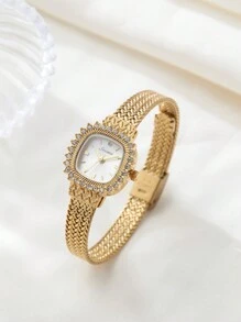 New Fashionable Gold Bangle Watch For Women, Vintage Luxury Minimalist Elegant Lightweight Versatile Quartz Watch, Great Gift For Ladies - Gold - View 16