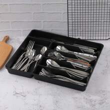 1 件塑料 PP 材质厨房餐具收纳盒，多功能抽屉分隔托盘，适用于刀叉筷子，扁平餐具收纳盒 - 彩色 - 查看 10