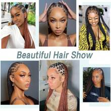 36 Inch Braided Lace Front Wig With Baby Hair, Crochet Box Braid Wig, Synthetic Hair Wig For Women - Natural Black - View 10