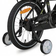 HILAND Rocket 16" 18" Vélo pour Enfants pour Garçons et Filles de 4 à 9 Ans, Vélo pour Enfants avec Cadre en Acier Carbone, Frein à Etrier, Frein à Rétropédalage arrière, Roues d'Entraînement Blanches et Porte-Bagages, 18 Pouces Avec Lumières (Noir/Blanc)