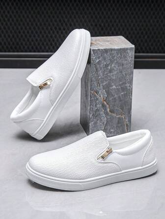 Men's Casual Simple Sneakers, Fashion Sports Slip On Breathable Low Top Trainers