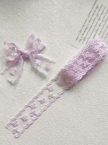 1 pieza de cinta de encaje de poliéster color marfil, perfecta para accesorios para el cabello DIY, envolver ramos y manualidades de decoración de bodas - Multicolor - Ver 8