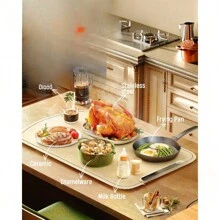 Tapete calentador de alimentos para bandejas de buffet para mantener los alimentos calientes en fiestas, alfombrilla de calentamiento de silicona con 7 niveles de temperatura y apagado automático, calentadores de alimentos para fiestas, reuniones y uso cotidiano - Blanco - Ver 5