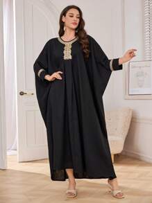 Arabic High-End Fashion Long Loose Robe & Traditional Abaya For Women, Modest Kaftan - Black - View 1