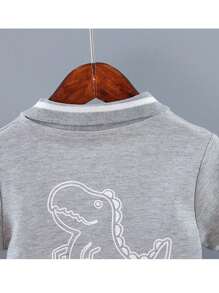 Infant Baby Boy Sets Summer Clothing Casual Sport Suit Short-Sleeved POLO Shirt + Shorts 2Pcs Set Kids Grey Dinosaur Print Tracksuit Boy's Suit